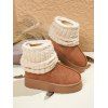Warm Snow Boots Over-the-Knee Chunky Sole Knit Sock Outdoor Boots - Brun EU 37