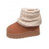 Warm Snow Boots Over-the-Knee Chunky Sole Knit Sock Outdoor Boots - Brun EU 37