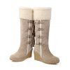 Lace-Up Fringes High Shaft Snow Boots Wedge Heel Foldable Cuff Boots - café lumière EU 43