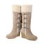 Lace-Up Fringes High Shaft Snow Boots Wedge Heel Foldable Cuff Boots - café lumière EU 43