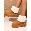 Plush Lining Snow Boots Furry Cuff Round Toe Warm Boots - Brun EU 35