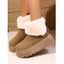 Plush Lining Snow Boots Furry Cuff Round Toe Warm Boots - café lumière EU 42