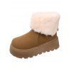 Plush Lining Snow Boots Furry Cuff Round Toe Warm Boots - café lumière EU 42