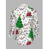 Chemise à manches longues pour homme avec imprimé sapin de Noël, éclairs et flocons de neige - Blanc 5XL