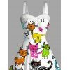 Robe de vacances en fausse fourrure imprimée chat de dessin animé - Blanc XXXXXL | US 20