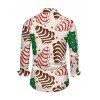 Chemise de Noël pour homme, manches longues, imprimé sapin et étoiles colorés - Abricot 5XL