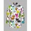 Chemise de vacances pour homme à manches longues avec imprimé chat de dessin animé intégral - multicolor 5XL