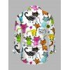 Chemise de vacances pour homme à manches longues avec imprimé chat de dessin animé intégral - multicolor 5XL