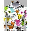Chemise de vacances pour homme à manches longues avec imprimé chat de dessin animé intégral - multicolor 5XL