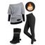 Winter Outfit Colorblock Buckle Top Fleece-Lined Leggings and Boots Set - Gris S | US 4