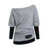 Winter Outfit Colorblock Buckle Top Fleece-Lined Leggings and Boots Set - Gris S | US 4