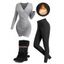 Winter Outfit Ribbed Tulip Hem Bodycon Dress Leggings and Boots Set - Gris Clair S | US 4