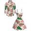 Couple Outfit Colored Christmas Tree Star Print Faux Fur Dress and Shirt Set - Abricot S | US 4
