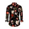 Vacation Couple Outfit Skull Floral Rose Leaf Print Belt Dress and Shirt Set - Noir S | US 4