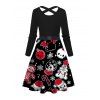Couple Outfit Ghost Christmas Tree Snowflake Print Belt Dress and Shirt Set - Noir S | US 4