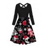 Couple Outfit Ghost Christmas Tree Snowflake Print Belt Dress and Shirt Set - Noir S | US 4