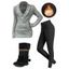 Winter Outfit Heather Sweater Fleece-Lined Leggings and Boots Set - Gris Foncé S | US 4