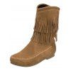 Solid Color Boots Tassel Slip On Flat Platform Outdoor Boots - Brun EU 42