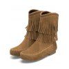 Solid Color Boots Tassel Slip On Flat Platform Outdoor Boots - Brun EU 42