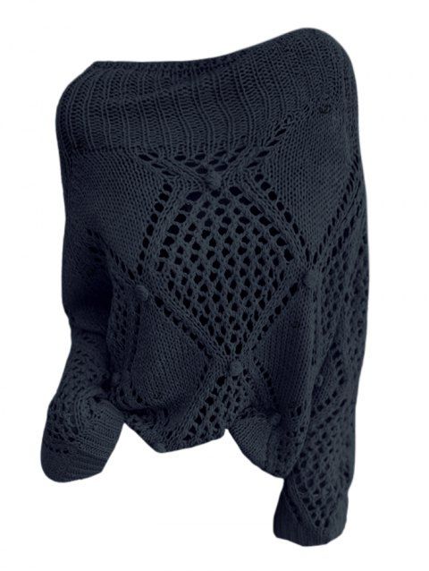 Pull uni à col rond ajouré