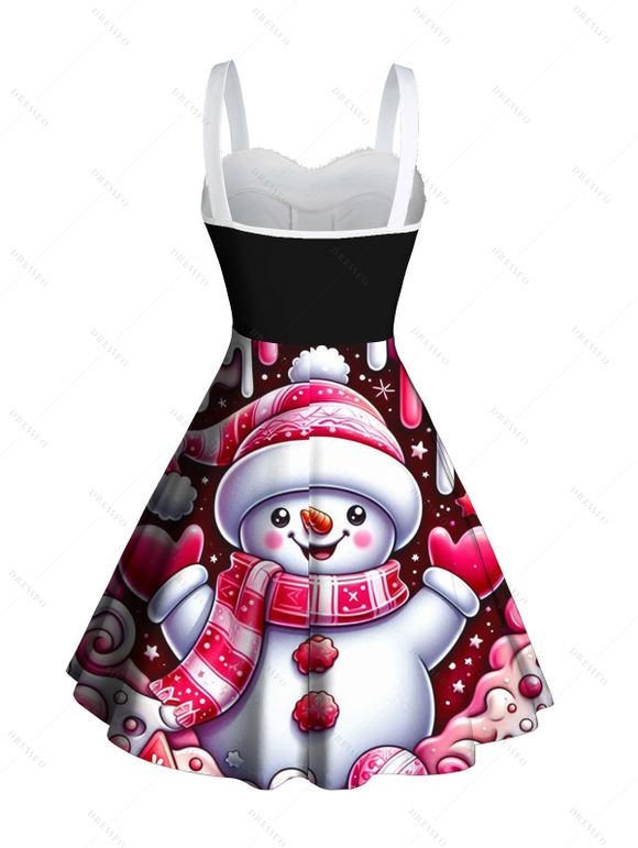 Christmas Couple Outfit Snowman Heart Star Print Faux Fur Dress and Shirt Set - Rouge Rose S | US 4