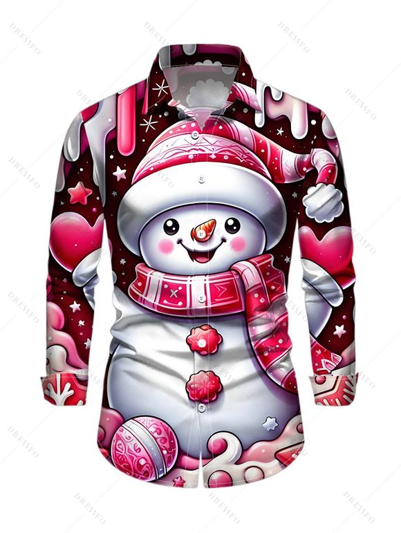Christmas Couple Outfit Snowman Heart Star Print Faux Fur Dress and Shirt Set - Rouge Rose S | US 4