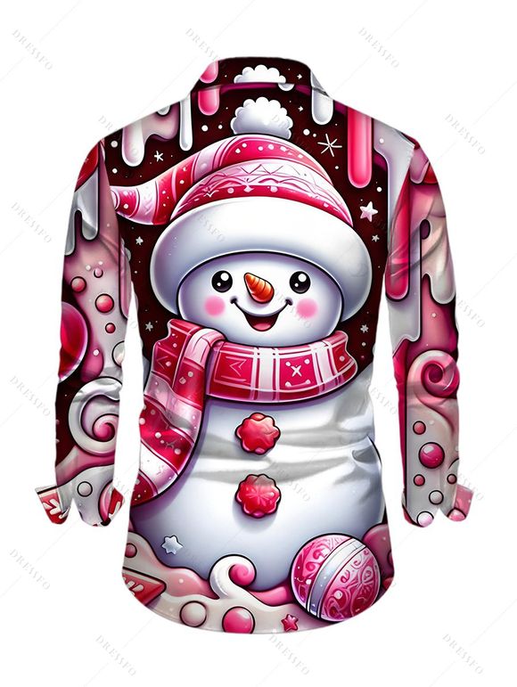 Christmas Couple Outfit Snowman Heart Star Print Faux Fur Dress and Shirt Set - Rouge Rose S | US 4