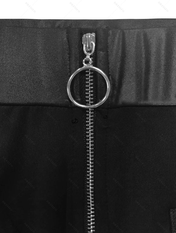 Winter Outfit Colorblock Mock Button Sweater Buckle Leggings and Boots Set - Noir S | US 4