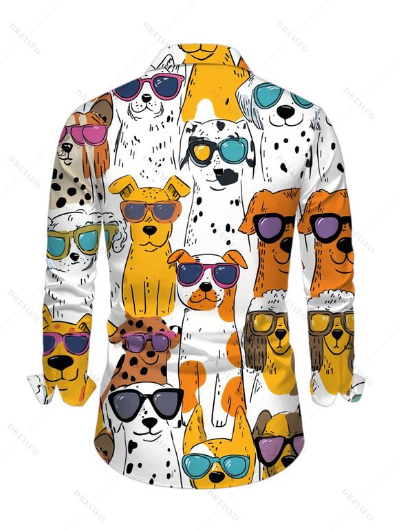 T-shirt humoristique pour homme, imprimé chien avec lunettes de soleil, manches longues - Jaune 5XL