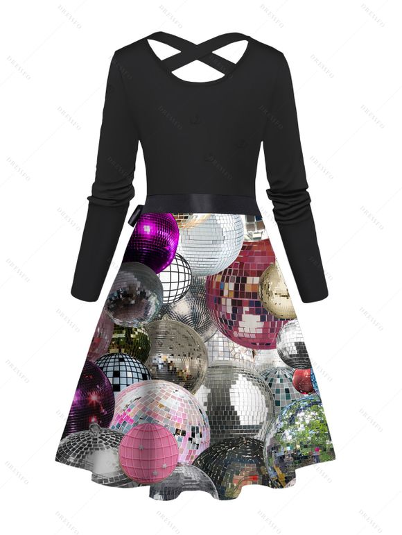 Robe de soirée midi imprimée boule à facettes avec ceinture croisée - multicolor XXXL | US 16