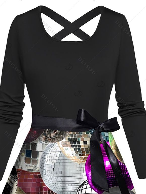 Robe de soirée midi imprimée boule à facettes avec ceinture croisée - multicolor XXXL | US 16