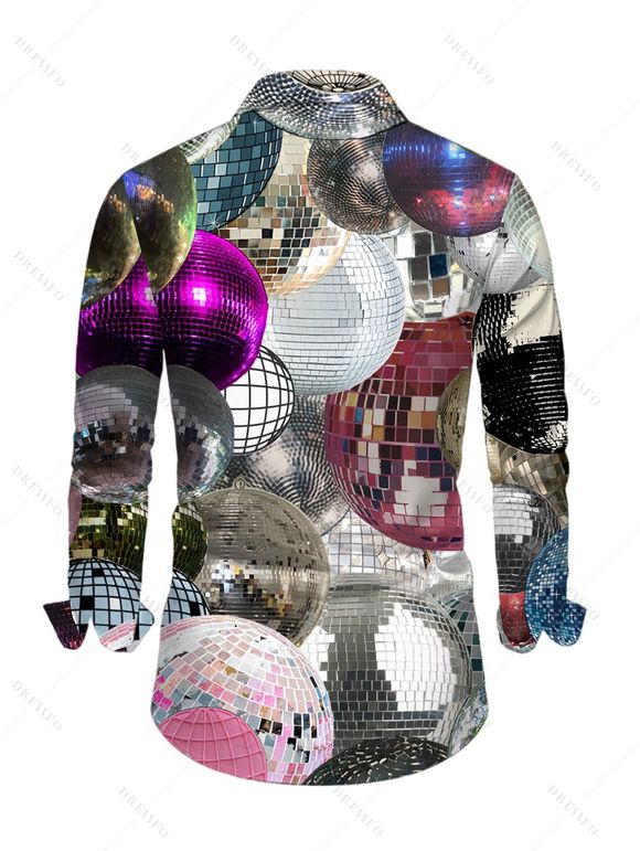 Chemise de soirée pour homme à manches longues imprimée boule à facettes - multicolor XL