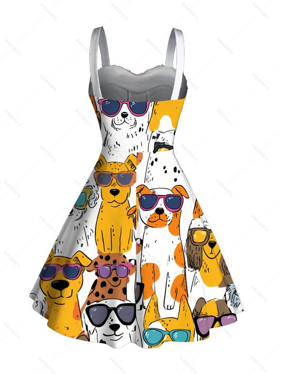 Robe amusante pour chien avec lunettes de soleil, en fausse fourrure imprimée - Jaune XXXXXL | US 20