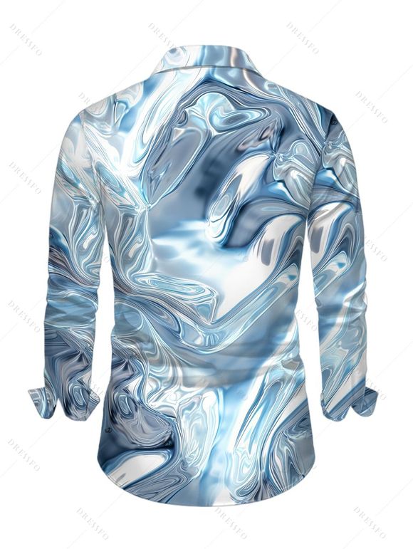 Winter Couple Outfit Colorblock 3D Printed Faux Fur Dress and Shirt Set - Bleu gris S | US 4