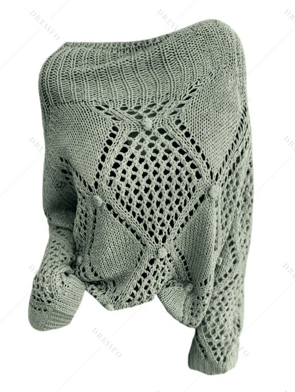 Pull uni à col rond ajouré - Vert clair XXL | US 14