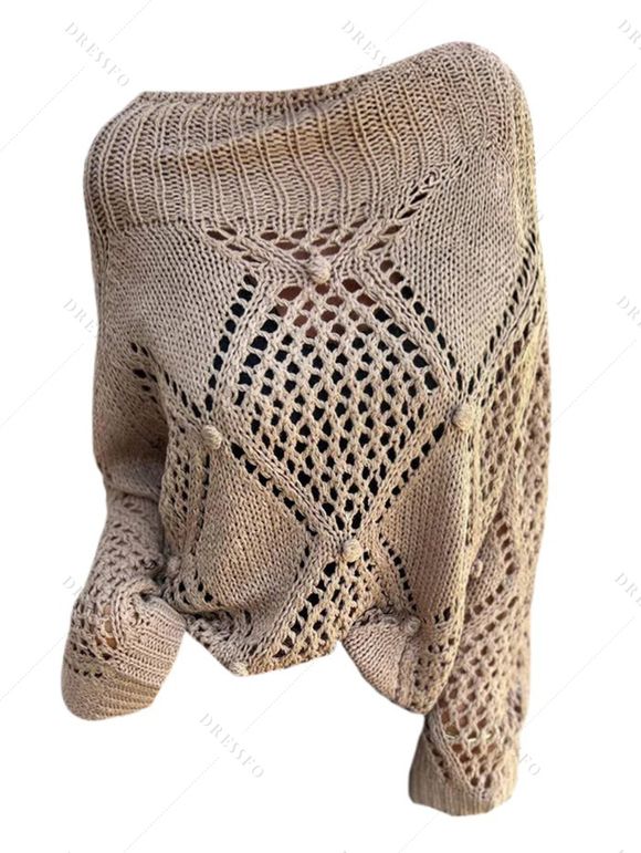 Pull uni à col rond ajouré - Bronze S | US 4