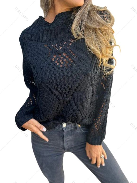 Pull uni à col rond ajouré - Noir XL | US 12