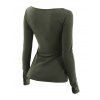 Haut uni à lacets, col carré et manches longues - Vert Armée M | US 6