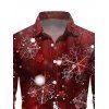 Chemise de Noël pour homme, imprimé flocons de neige, manches longues, colorblock - Rouge Vineux 5XL