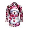 Chemise de Noël pour homme, manches longues, imprimé bonhomme de neige, cœur et étoile - Rouge Rose 5XL