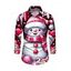 Chemise de Noël pour homme, manches longues, imprimé bonhomme de neige, cœur et étoile - Rouge Rose 5XL