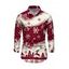 Chemise à manches longues pour homme, colorblock, imprimé sapin de Noël, élan et flocons de neige - Rouge Vineux 5XL