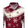 Chemise à manches longues pour homme, colorblock, imprimé sapin de Noël, élan et flocons de neige - Rouge Vineux 5XL