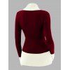 Pull colorblock à faux boutons et col cache-cœur, manches longues - Rouge Vineux XL | US 12