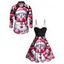 Christmas Couple Outfit Snowman Heart Star Print Faux Fur Dress and Shirt Set - Rouge Rose S | US 4