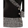 Winter Outfit Colorblock Mock Button Surplice Sweater and Grommet Leggings Set - Noir S | US 4