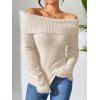 Winter Outfit Solid Color Off the Shoulder Sweater and Flare Jeans Set - café lumière S | US 4
