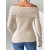 Winter Outfit Solid Color Off the Shoulder Sweater and Flare Jeans Set - café lumière S | US 4
