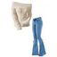 Winter Outfit Solid Color Off the Shoulder Sweater and Flare Jeans Set - café lumière S | US 4