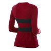 Pull colorblock à rayures et manches longues texturées - Rouge foncé XL | US 12